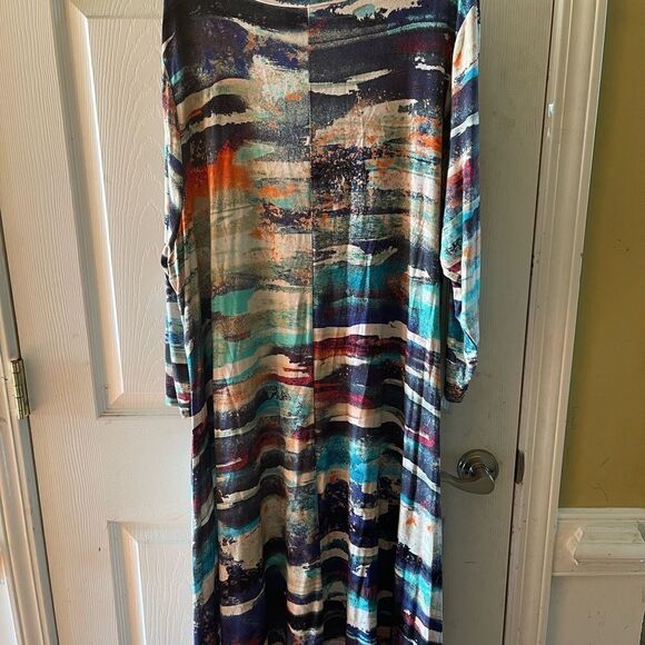 NWT Cupio stretch dress multi color abstract design 3/4 sleeve size 2X - Picture 5 of 6